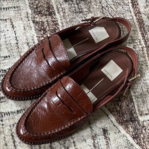 Dolce Vita Brown Leather Loafers with Buckle - Picture 3 of 7